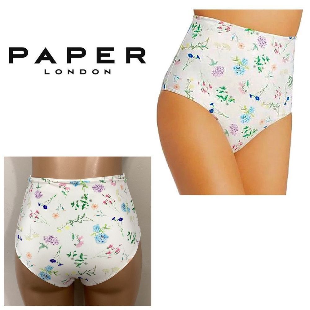 New. PAPER London floral high rise bikini bottom.  Small. Retails $105
